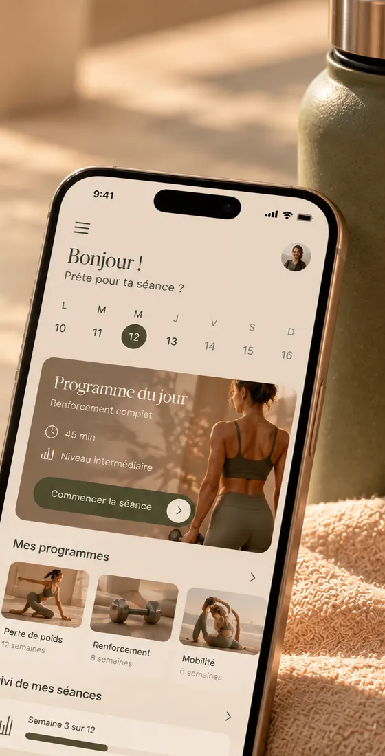 Application d'un coach sportif : programme du jour et suivi des séances